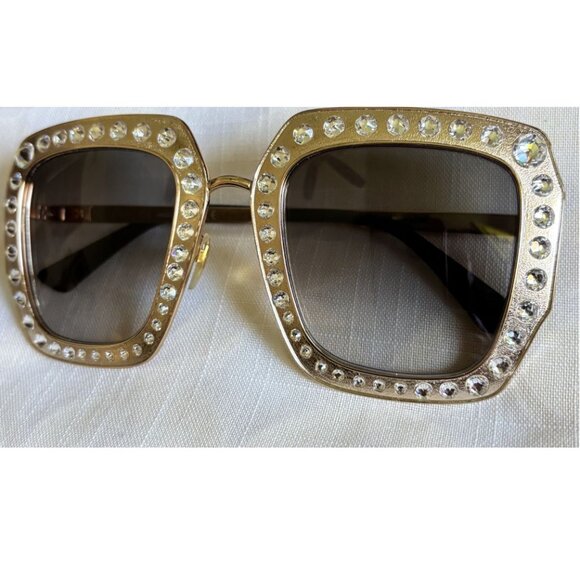 Authentic Gucci Crystal Studded Square Sunglasses GG0114S Made in Italy main image 4